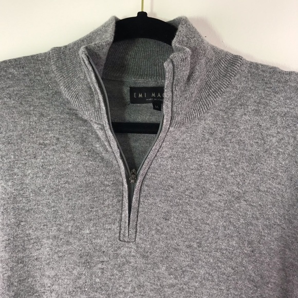 Emi Maglia Grey 1/4 Zip Pull Over Sweater 121-3 - Picture 3 of 5